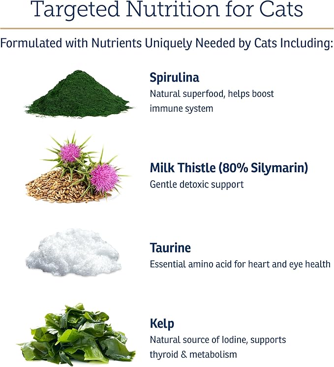Rx Vitamins Essentials for Cats - Daily Immune Support and Overall Health - Featuring Taurine, Vitamin B12, & Milk Thistle - Cat Multivitamin and Multimineral Powder with Spirulina and Vitamin B - 4oz