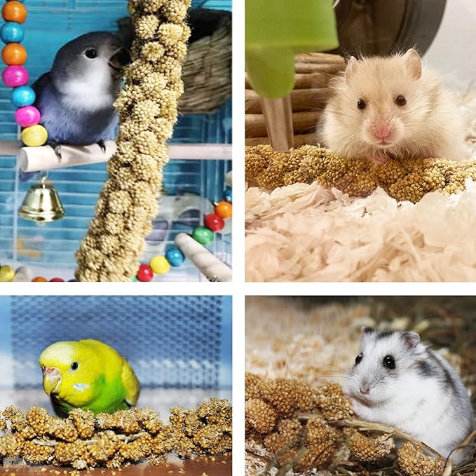 Jmxu's 2LB Spray Millet Treat for Birds Parakeets, Natural Sun-Dried Birds Millet for Cockatiel, Finches, Parrots, Hamster