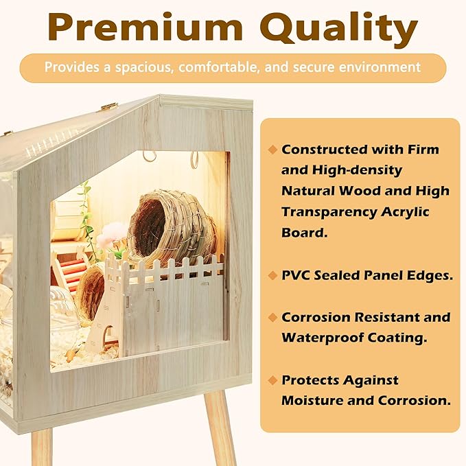 Hamster Cage with Legs, Guinea Pig Cages Chew Proof, Hamster House, Hamster Cages and Habitats, 48" L x 20" W x 47.6" H