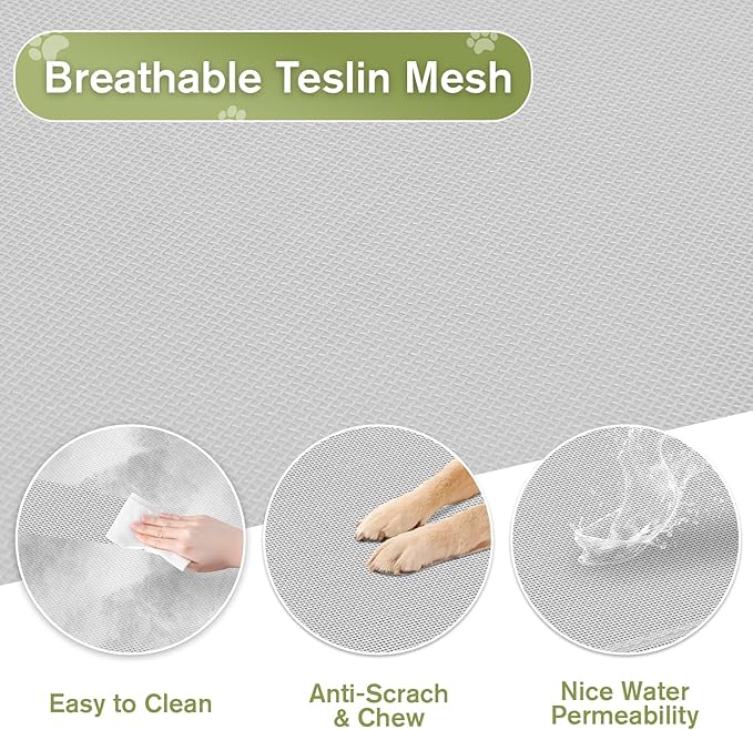 XL Elevated Dog Bed, Extra Large Cooling Raised Dogs Cot, Outdoor Lifted Ped Cots, Stable Pet Hammock with Non-Slip Feet, Off Ground, Washable Teslin Mesh, Grey