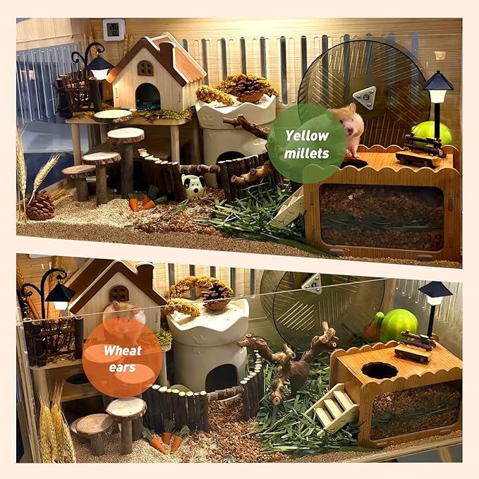 ZIPPYPET Hamster Sprays and Forage Accessories for Cages, Pet Mouse Decor Textures (7)