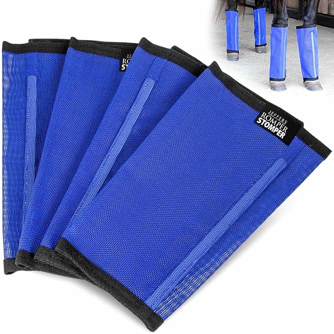 Jeffers Romper Stomper Fly Boots for Horses - Grey, Large – Breathable Mesh Leg Wraps for Insect Protection, Stable Accessories for Summer Turnout, Ride Gear, Horse Hoof & Leg Care - 4 Pack