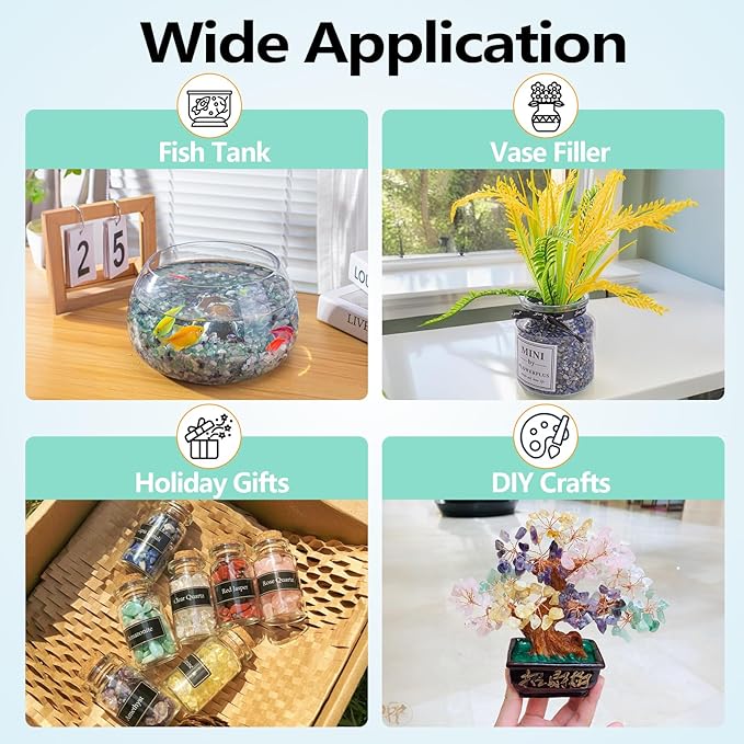 0.88 Lb Lapis Lazuli Crushed Stones Aquarium Gravel Rocks Bulk, Natural Healing Reiki Crystals Stones Chips Polished Tumbled Quartz Rock for Garden|Vase Filler|Fish Turtle Tank Decorations