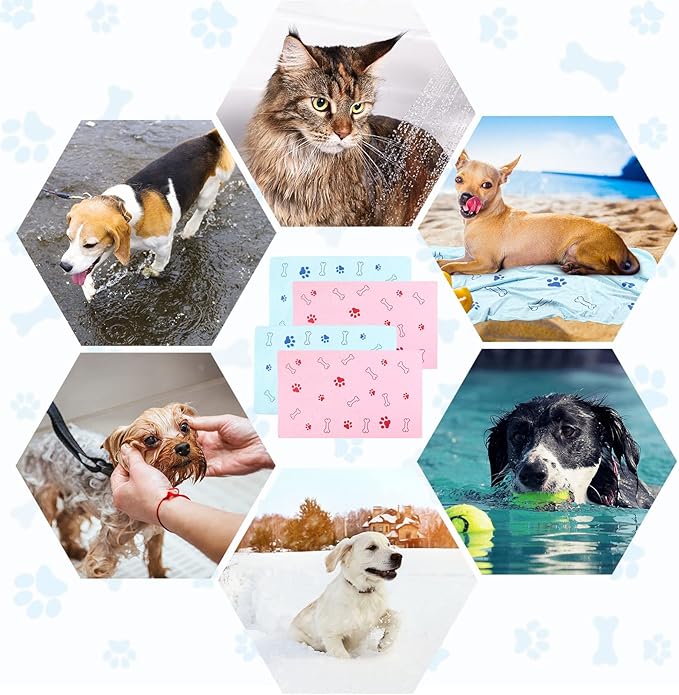 Chumia 4 Pcs Dog Towels for Drying Dog Puppy Bulk Microfiber Absorbent Paw Towel Pet Bathing Supplies Quick Drying for Medium Cats Pets Shower(24 x 40 Inch,Light Pink, Light Blue)