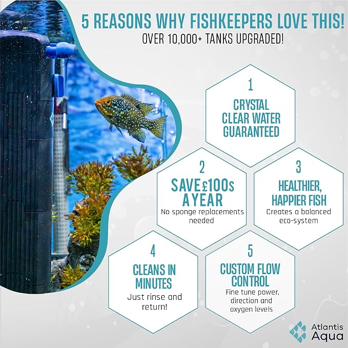 55 Gallon Fish Tank Filter to 100 Gallon Fish Tank Filter | Silent Fish Tank Filter | Large Fish Tank Filter | Submersible Aquarium Filter, 75 Gallon Fish Tank Filter, in Tank Aquarium Filter