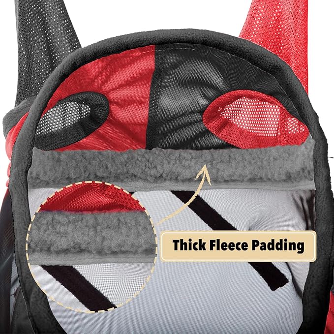 Harrison Howard Pro Luminous Horse Fly Mask Standard with Ears UV Protection for Horse Scarlet Red/Black Small Pony