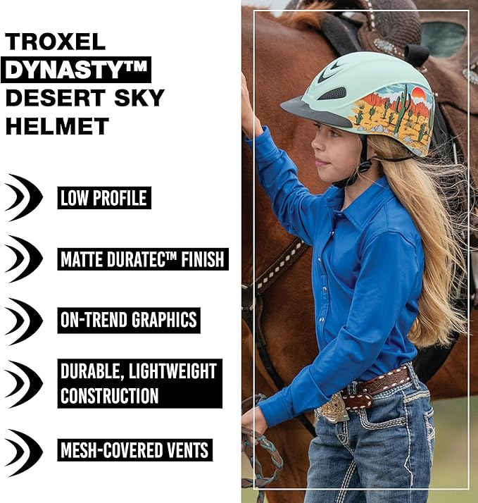 Troxel Dynasty Ultralight Horse Riding Helmet, Low-Profile, Adjustable Design, Safety Horseback Riding Gear