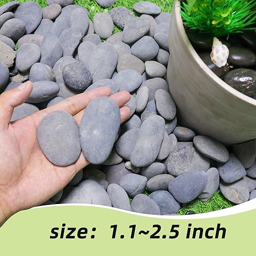 45LB River Rocks,Mexican Beach Pebbles for Plants,Potting,Garden Landscape Stone Paving Stone Grey 1Inch - 2Inch…