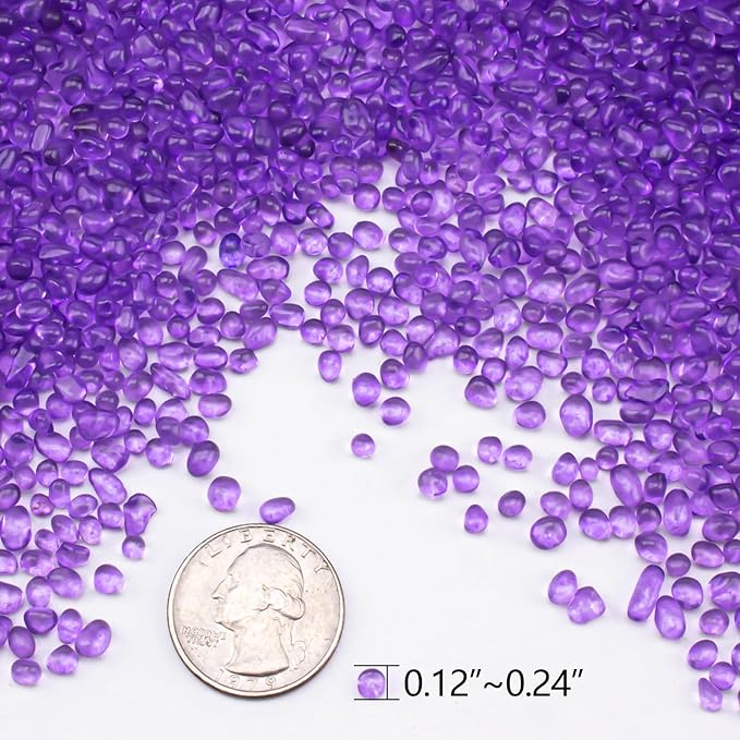 Keedolla Fish Tank Rocks Gravel 15 Oz, Betta Fish Tank Beads Pebbles Aquarium Glass Rocks Stones Marbles Small for Fish Tank, Vase Filler, Succulent Plants Decor - Purple
