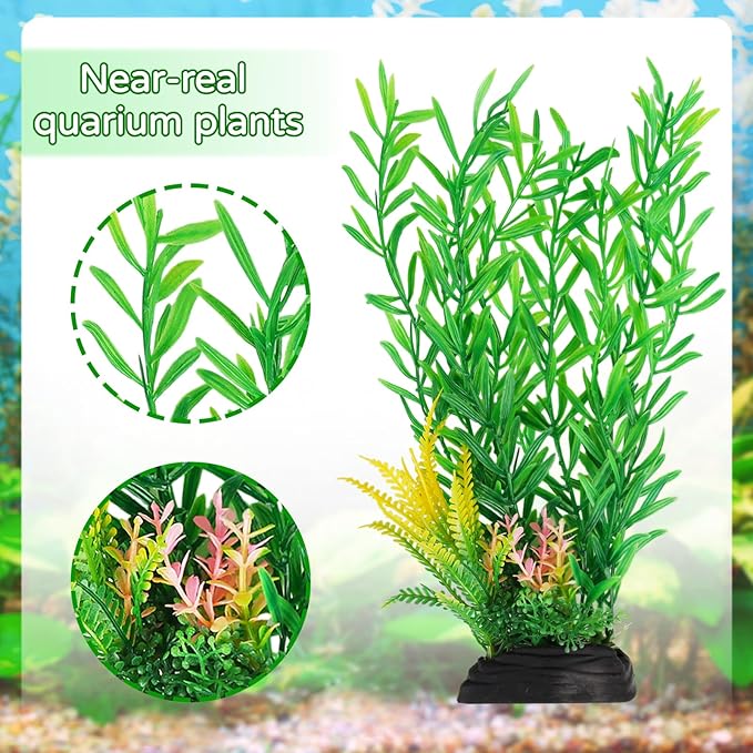 Fish Tank Plants, 20pcs Aquarium Decor Green Plants Artificial Aquarium Decorations Plant, Fish Tank Accessories for Household and Office Aquarium Simulation, Small to Large