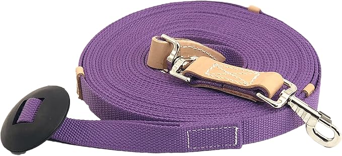 Southwestern Equine 35' Flat Cotton Web Lunge Line with Bolt Snap & Rubber Stop (35', Lavender)
