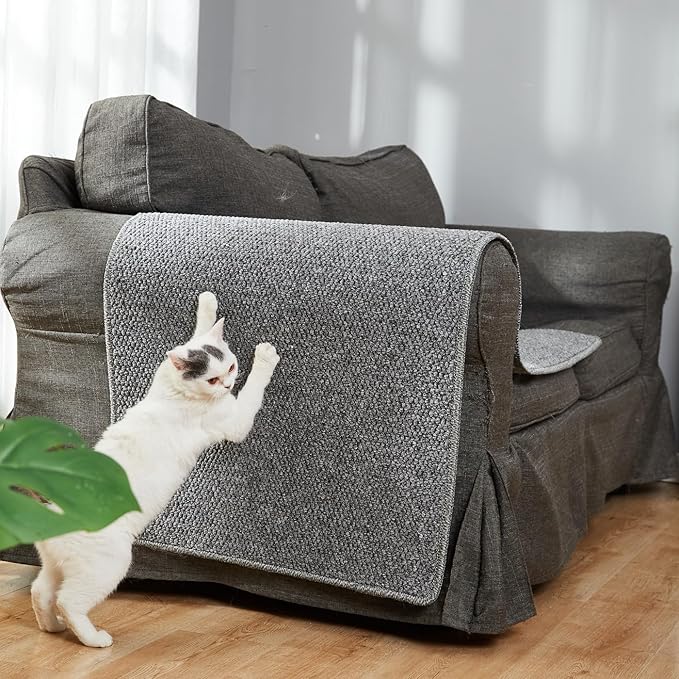 SHENGOCASE 67"x 23.6" Thickened Cat Wall Climbing Carpet, Cat Wall Furniture Scratcher, Scratching Post, Couch Sofa Protector (Grey)