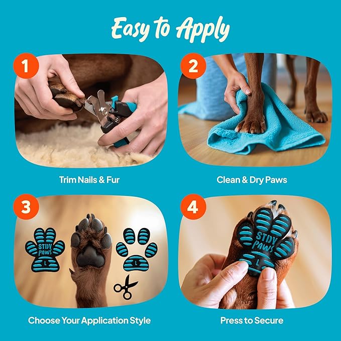 Anti-Slip Paw Grips – Non-Slip Dog Paw Traction Pads for Senior & Injured Dogs, Prevents Slipping on Hardwood & Tile Floors, Strong Adhesive, 24 Pcs (Sizes S-XXL)