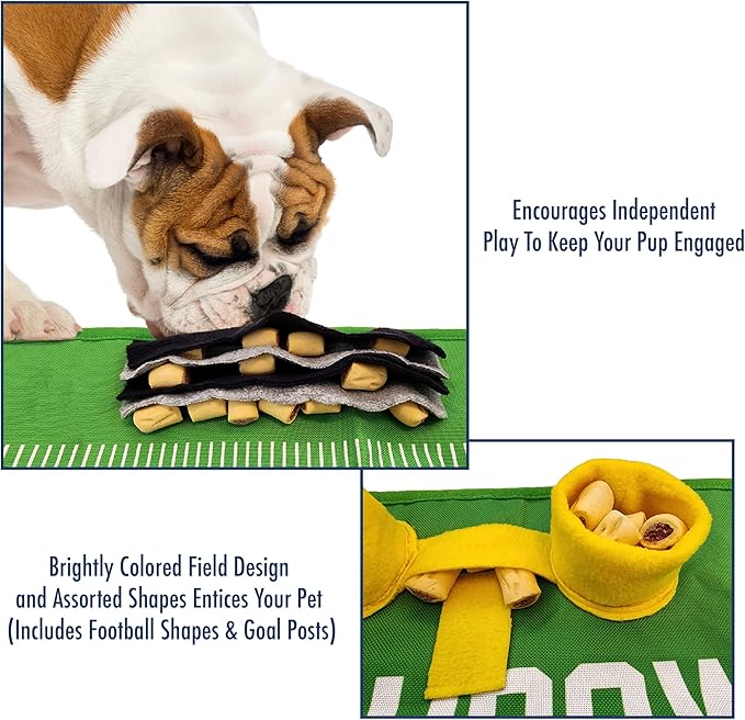 NFL Green Bay Packers Dog Snuffle Mat – Interactive Pet Slow Feeder, Football Field Design Food Puzzle Toy for Dogs & Cats, Foraging Activity Mat for Smarter Feeding