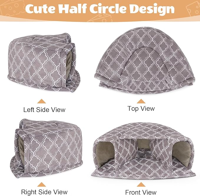 Unicorn Catcher Guinea Pig Hideout Large Bed Cozy House Warm Tunnel Washable Accessories for Small Pet Hamster/Chinchilla/Bunny, Grey