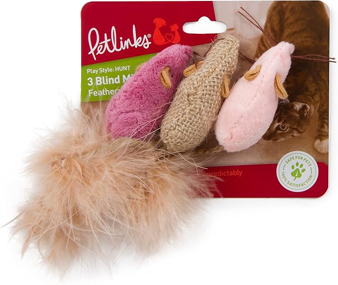 Petlinks (3 Count) 3 Blind Mice Catnip Cat Toys - Randomly Selected Color, 3 Count