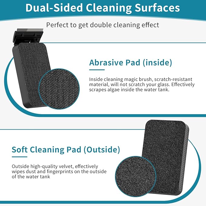 Hygger Aquarium Magnet Glass Cleaner, Magnetic Fish Tank Cleaner With 2 Blades for Glass and Acrylic Aquariums, Aquarium Algae Scraper with Super Strong Magnet for fish tanks 0.25-0.5 inches thick (M)