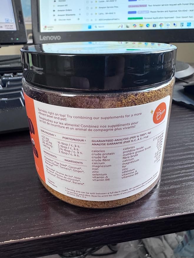 kin+kind Organic Fiber for Dogs&Cats - Pumpkin Boost for Healthy Poops - Digestive Health - Flax Seed, Ginger, Turmeric and Coconut - Made in USA - 4 oz (Medium)