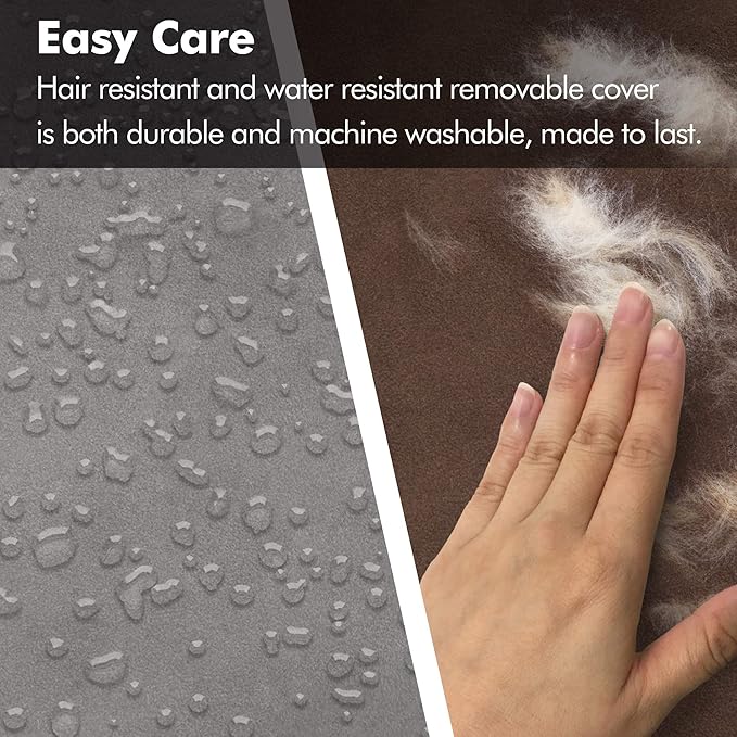 Friends Forever Small Dog Bed, Orthopedic Sofa Memory Foam Mattress, Calming Couch, Wall Rim Pillow, Water Resistant Liner, Washable Cover, Non-Slip Bottom, Chester, Small Khaki Beige