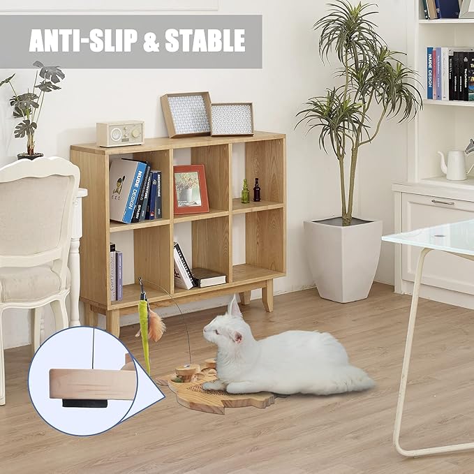 Petest Interactive Cat Toy Natural Sisal Cat Scratcher Toy with Catnip Balls, Owl Design