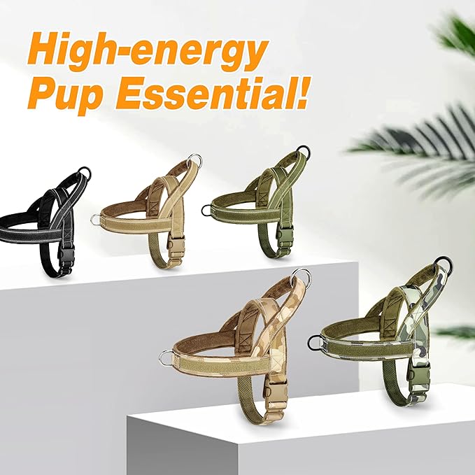 Forestpaw No Pull Dog Harness - Soft Flannel Padded Tactical Dog Vest Harness with Quick Release Buckle, Adjustable Reflective Pet Harness for Large Dogs Walking Training,Brown XL