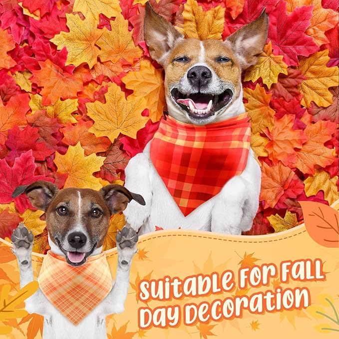 Abbylike 50 Pcs Fall Plaid Dog Bandanas Bulk Autumn Bandanas for Dogs Triangle Kerchief Bibs Scarf for Small Medium Large Pets Thanksgiving Costume Accessories, 25 Styles (25.6 x 17.7 x 17.7 Inch)