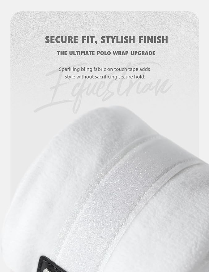 Harrison Howard Horse Polo Wraps Upgrade with Bling Leg Wraps for Horses 4-Pack Fleece Leg Wraps Stable Supplies White M