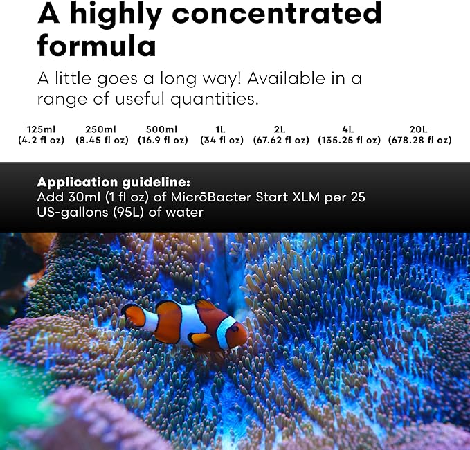Brightwell Aquatics MicroBacter Start XLM - Concentrated Freshwater Nitrifying Bacteria - Quick Start Fish Tank Starter, Lift Microbe Levels & Water Filtering - Aquarium Water Treatments, 33.8 fl oz