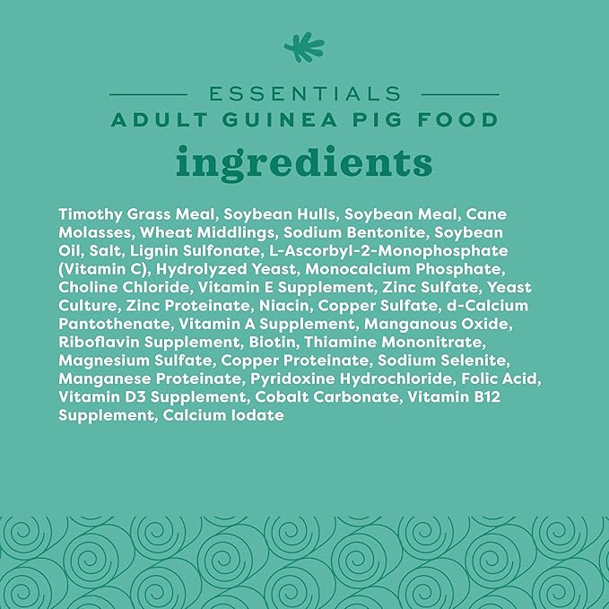 Oxbow Essentials Guinea Pig Food, Adult Guinea Pig, Made with Oxbow Timothy Hay, Pet Food Pellets with Vitamin C, Small Animal Pet Products, Made in USA, High Fiber, 5 lb. bag