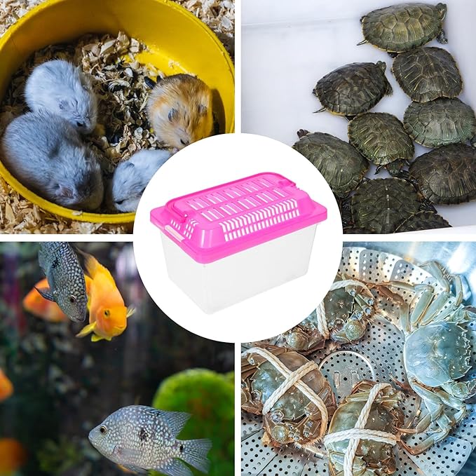 Plastic Turtle Fish Tank with Handle, Clear Aquarium Container for Small Pets, Tortoise Habitat, Goldfish Bowl, Reptile Transport Box, 5.11 X 3.54 X 3.54 Inch