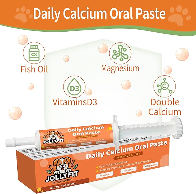 Oral Calcium for Whelping Dogs & Cats, Fast-Absorbing Calcium for Dogs, Supports Whelping Labor and Milk Production, Enhances Colostrum for Puppies, Daily Calcium Supplement for Pets - 1 oz
