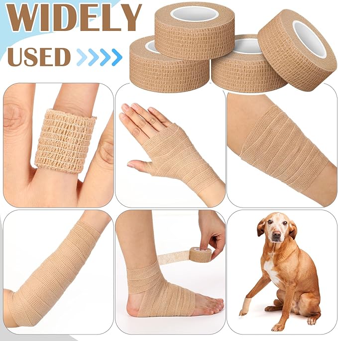 Treela 36 Pcs Self Adherent Bandage 1" X 5 Yard Wrap Breathable Cohesive Bandage Elastic Adhesive Tape for Stretch Athletic Sports Wrist Ankle(Nude)