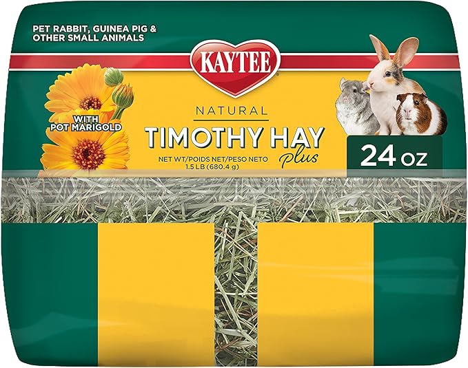 Kaytee All Natural Timothy Hay Plus Marigolds for Guinea Pigs, Rabbits & Other Small Animals, 24 Ounce