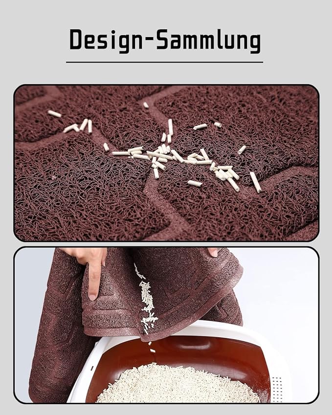 Yimobra Cat Litter Mat, 35.4"x23.6" Litter Box Mat with Litter Lock Mesh, Soft Cat Litter Mat Litter Trapping Mat, Easy to Clean, Non-Slip, Water Resistant, Litter Free Floors, Dark Coffee