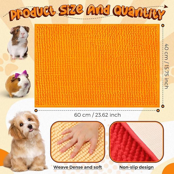 Barydat 8 Pcs Guinea Pig Cage Liner for Guinea Pig Cage Bedding Reusable Rabbit Mat Pad Washable Training Pad Animal Sleeping Bedding Mat(24x16'',Beige, Brown, Red, Orange)