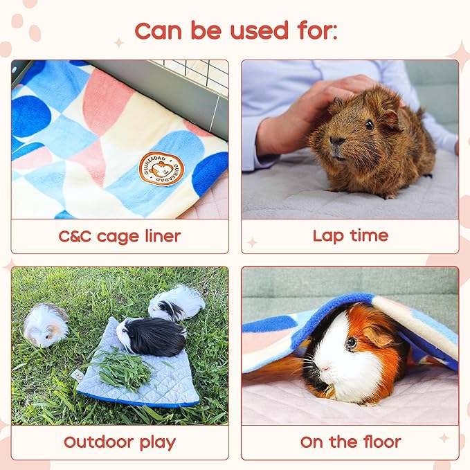 GuineaDad Premium Liner – Fleece Guinea Pig Cage Liner – 5 Pack - Ultra-Plush Reusable Fleece Bedding with Waterproof Bottom – Extra Absorbent Liner for C&C 1x1 Cage (Blush)