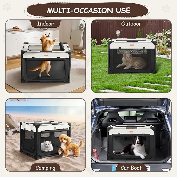 Dog Crate - Soft Pet Kennel for Dogs/Cats, 3-Door Breathable Travel Cage with Mesh Window, Portable Dog Kennel for Indoor & Outdoor，Black-M