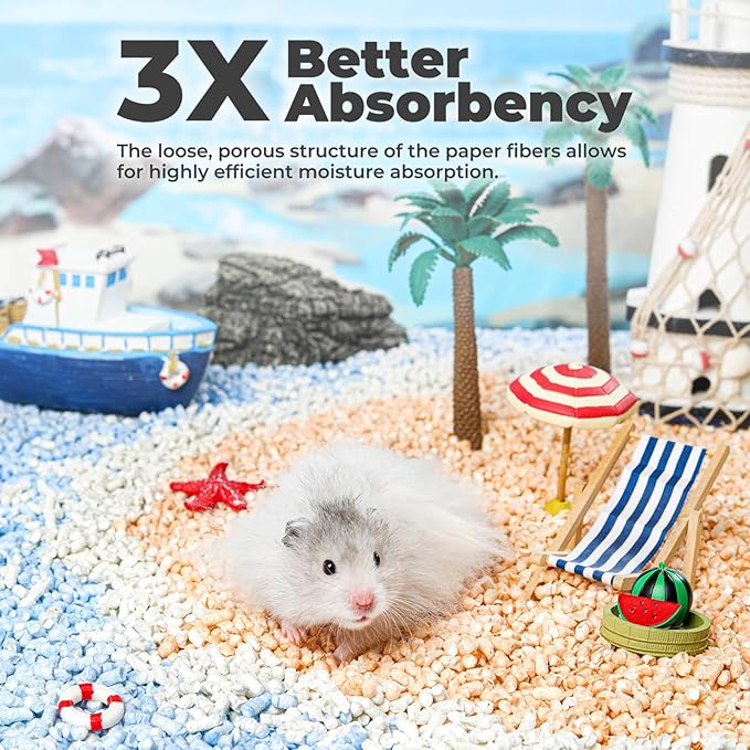 mini&moe Small Animal Paper Pellet Bedding: Odor & Moisture Absorbent Natural Paper Pellet Bedding - for Guinea Pigs, Hamsters, and Rabbits, 3.96lb