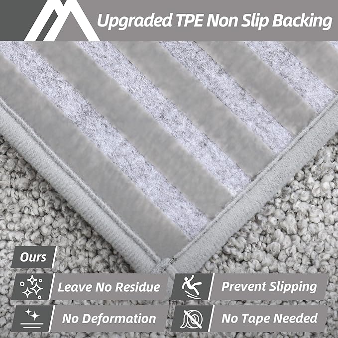 COSY HOMEER Edging Stair Treads Non-Slip Carpet Mat 28inX9in Indoor Stair Runners for Wooden Steps, Edging Stair Rugs for Kids and Dogs, 100% Polyester TPE Backing (10pc, Grey)