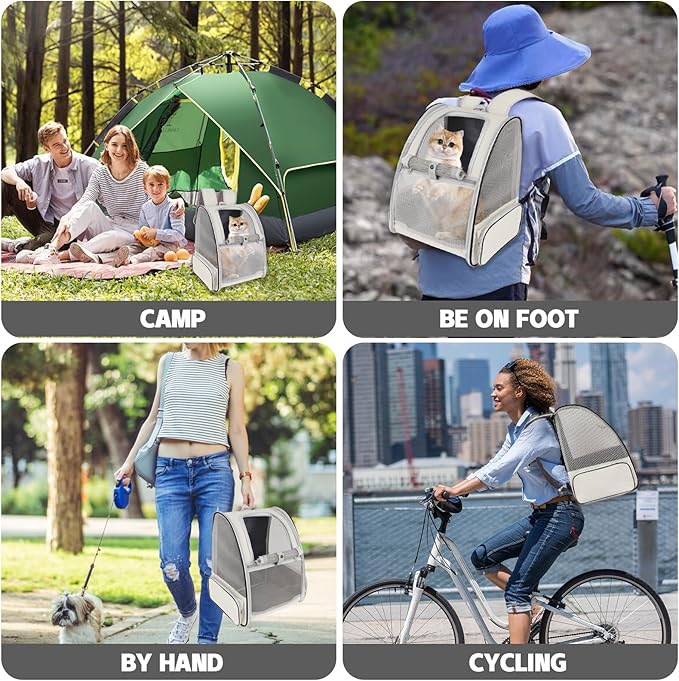 Cat Backpack Carrier,Pet Carrier Airline Approved for Small Dog Cat Puppy Kitten Bunny,Ventilated Mesh Design Animal Backpack for Hiking Camping Travel Bag (Creamy White)