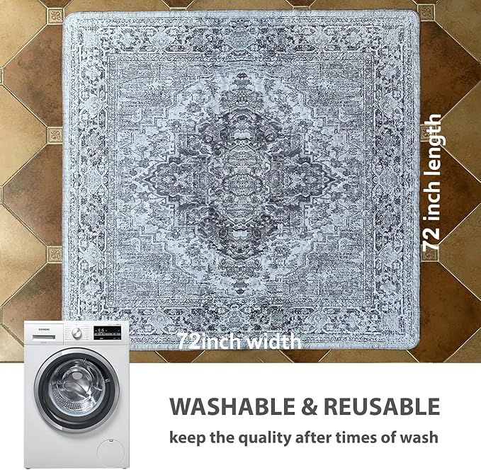 nunubaby Washable Pee Pads for Dogs, Stylish, Non-Slip and Leak-Proof Pee Pads. Reusable Potty Pads for Dogs for Crates and Floors.(Gray/Geo, 72" x72")