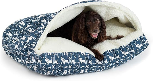 Snoozer Pet Products Luxury Rectangle Cozy Cave, Wag Collection, Small, Pedigree Denim