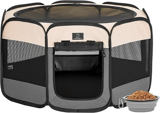 A4Pet Portable Kitten Playpen for Cats, 27" Foldable Pet Playpen for Puppy/Cat/Rabbit/Chick, with Removable Zipper Top & Mesh Panel(11”W × 7.5”H)