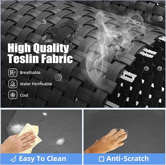 Simple Trending Raised Dog Bed for Small Dogs, Waterproof Elevated Dog Cot, Outdoor Cooling Pet Bed, 36.5" x 22.5", Black