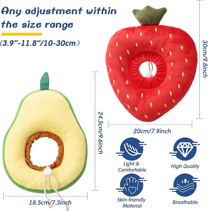 Weewooday 4 Pcs Adjustable Cat Cone Collar Soft Cat Recovery Collar Cute Kitten Fruits Shaped After Surgery Wound Elizabeth Padded Pet Neck Anti Bite Lick Dog Comfortable Smooth Texture
