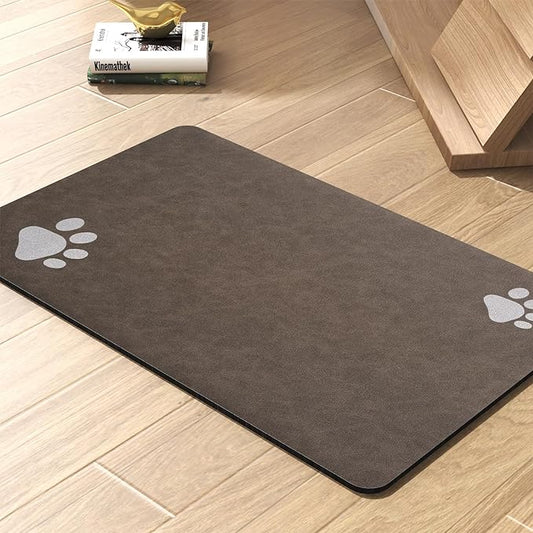 Pet Feeding Mat-Absorbent Dog Mat for Food and Water Bowl-No Stains Quick Dry Water Dispenser Mat-Dog Accessories Pet Supplies-Bowl for Messy Drinkers（Brown,23"x34"