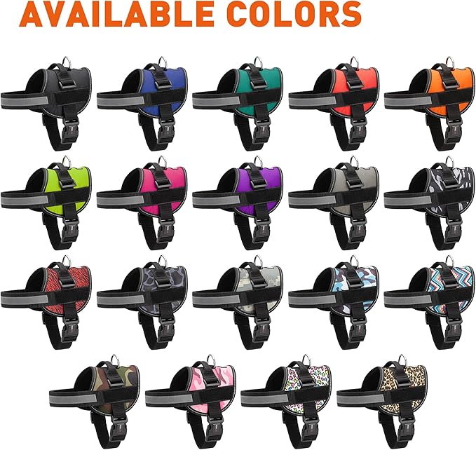 Dogline Dog Harness, Reflective No-Pull Adjustable Vest with Handle for Walking, Training, Service Breathable No - Choke Harness for Small, Medium or Large Dogs Room for Patches Girth 18 to 24 in Red