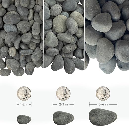 Large Black River Rocks 40lbs, 3-4 Inch Natural Unpolished Bulk Pebbles for Landscaping, Hand-Picked Premium Stones for Garden Design Fish Tank, Pathways and Backyard