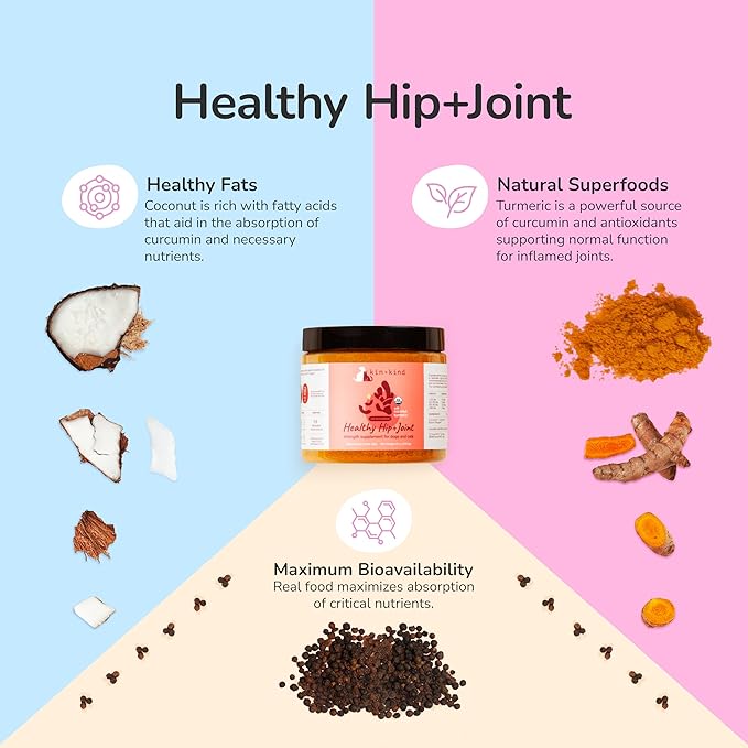 kin+kind Organic Supplements for Dogs&Cats - Pumpkin Boost for Healthy Poops - Hip+Joint Supplement - Vet Formulated, Natural Formula - Made in USA - Poop | Hip+Joint M. (2 x 4 oz)