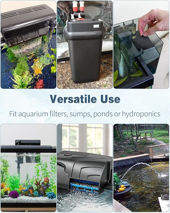 Pawfly 9" L x 9" W Aquarium Filter Media Sponge Aquarium Filter Media Pad for Sumps Ponds Hydroponics Black Foam Floss for Water Filtration, 2 Pack